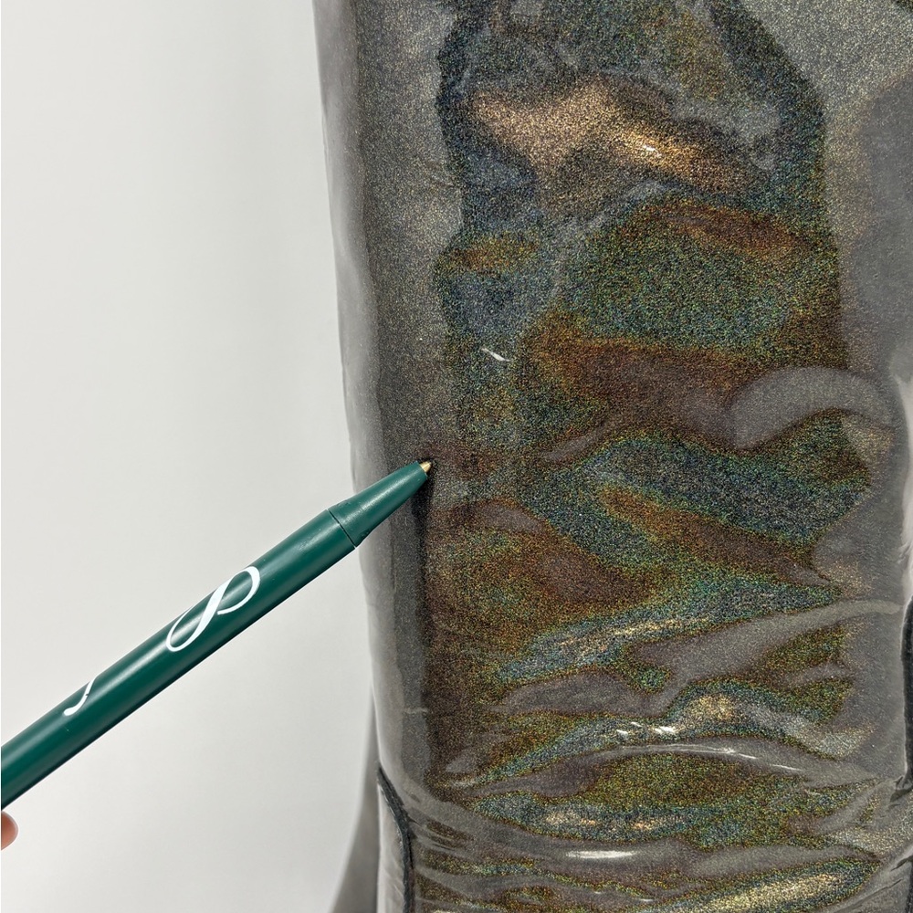 Holographic Metallic Green Patent Knee High Boots 38 - Picture 14 of 15